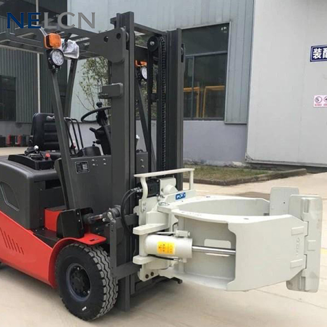 electric forklift with paper roll clamp