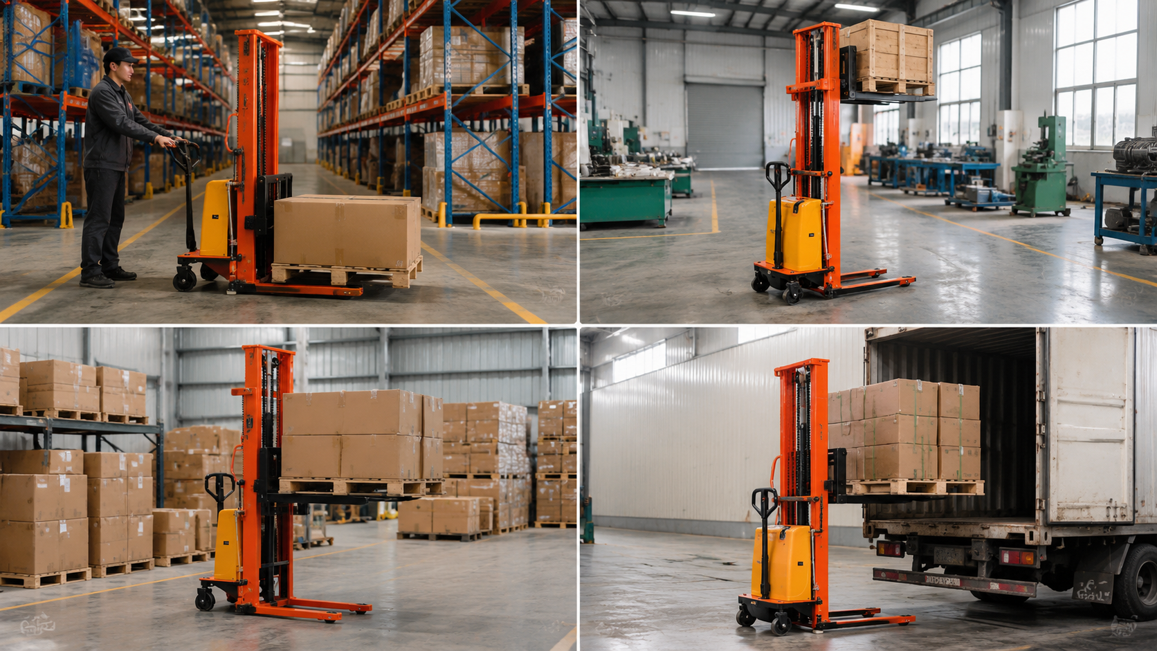 application of semi electric pallet stacker