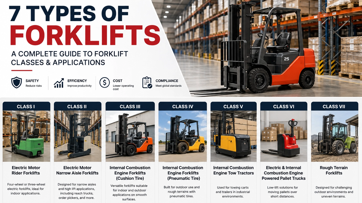 7 Types of Forklifts & Classifications – A Complete Guide for Buyers
